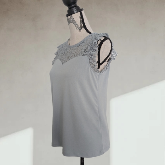 VERA MODA coral blue lace tank top - Picture 3 of 9